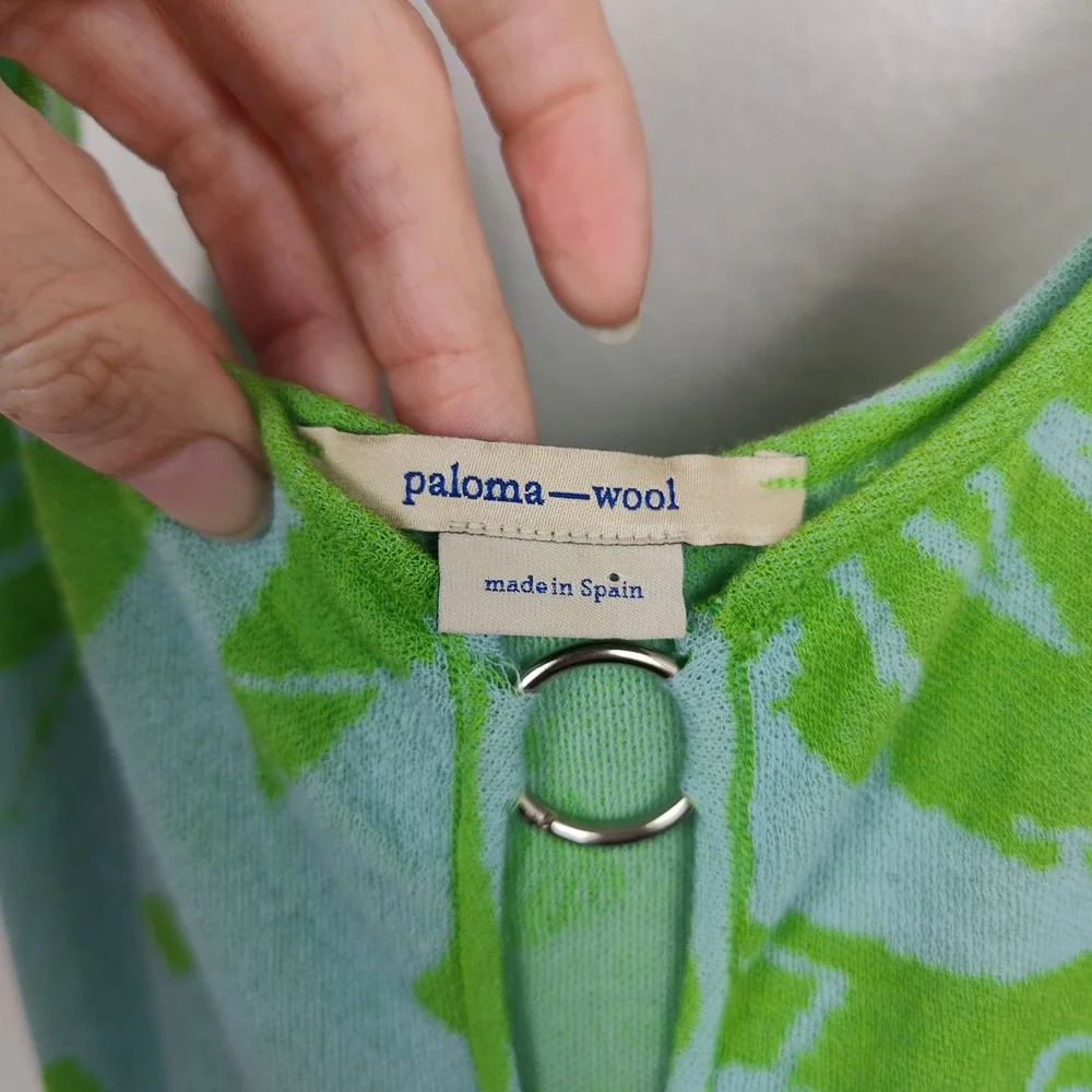 Paloma Wool Scorpia Dress Womens Small Green Blue Splash Print Keyhole Midi - Picture 6 of 11